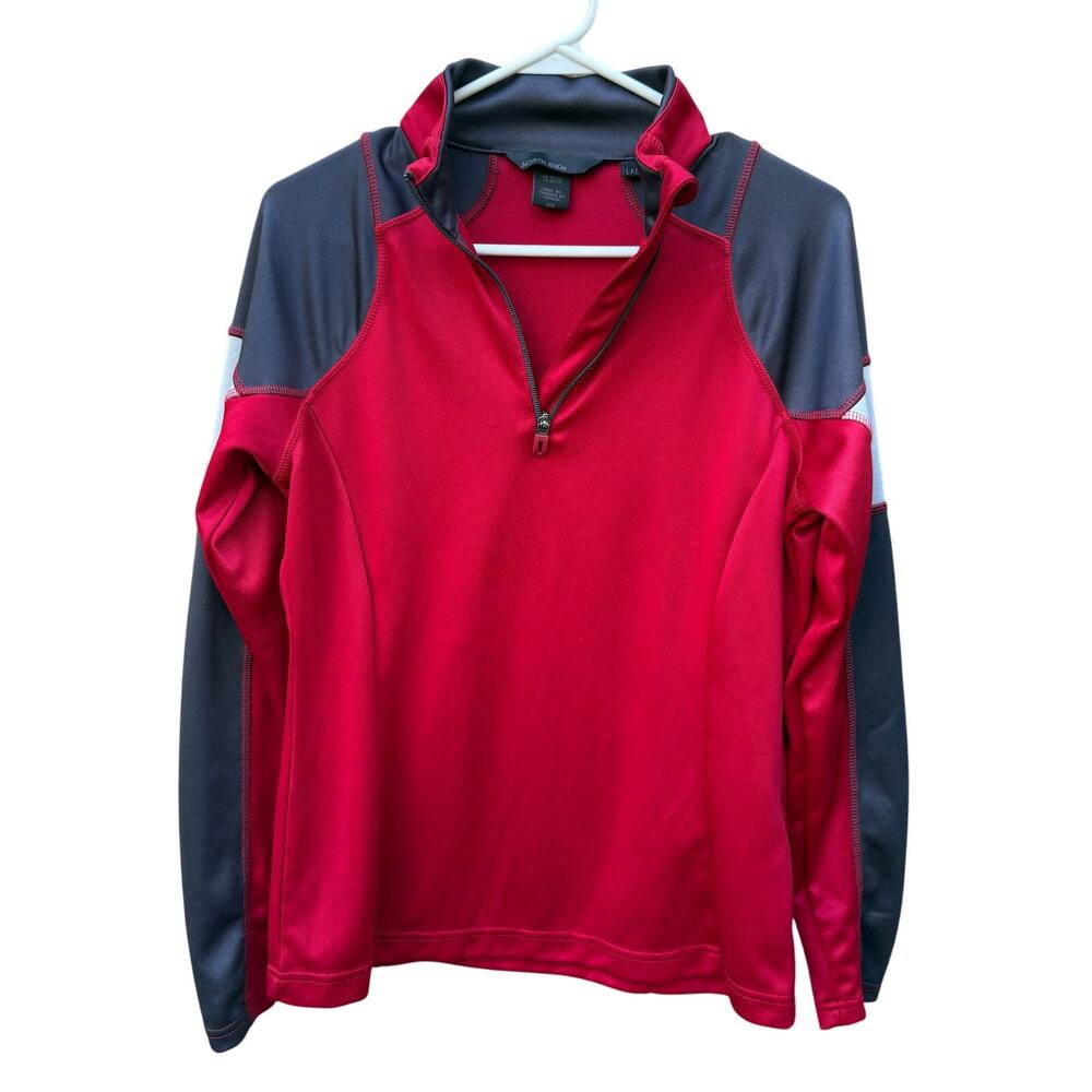 North End Women’s Quarter Zip Pullover Red Blue Gray Lightweight Size Medium